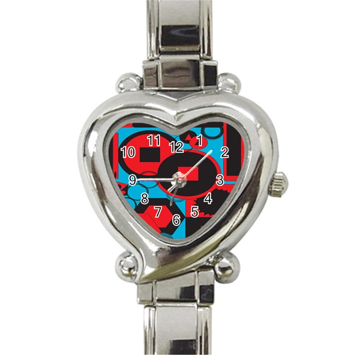 Stancilm Circle Round Plaid Triangle Red Blue Black Heart Italian Charm Watch