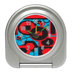 Stancilm Circle Round Plaid Triangle Red Blue Black Travel Alarm Clocks