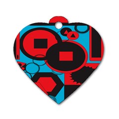 Stancilm Circle Round Plaid Triangle Red Blue Black Dog Tag Heart (one Side) by Mariart