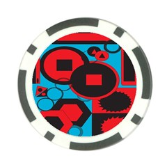 Stancilm Circle Round Plaid Triangle Red Blue Black Poker Chip Card Guard by Mariart