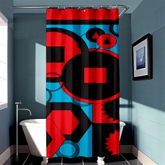 Stancilm Circle Round Plaid Triangle Red Blue Black Shower Curtain 36  X 72  (stall)  by Mariart