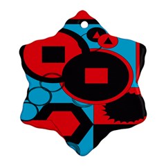 Stancilm Circle Round Plaid Triangle Red Blue Black Snowflake Ornament (two Sides) by Mariart