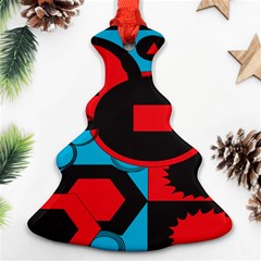 Stancilm Circle Round Plaid Triangle Red Blue Black Christmas Tree Ornament (two Sides) by Mariart