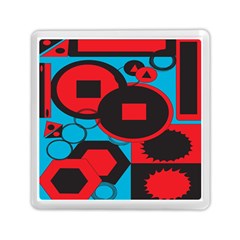 Stancilm Circle Round Plaid Triangle Red Blue Black Memory Card Reader (square)  by Mariart