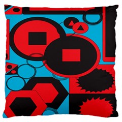 Stancilm Circle Round Plaid Triangle Red Blue Black Large Cushion Case (one Side) by Mariart