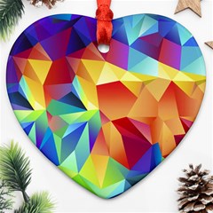 Triangles Space Rainbow Color Ornament (heart) by Mariart