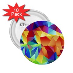 Triangles Space Rainbow Color 2 25  Buttons (10 Pack)  by Mariart