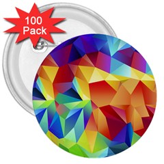 Triangles Space Rainbow Color 3  Buttons (100 Pack) 