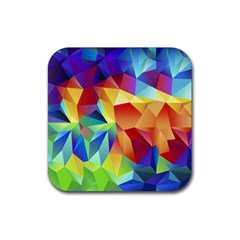 Triangles Space Rainbow Color Rubber Coaster (square) 