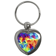 Triangles Space Rainbow Color Key Chains (heart) 