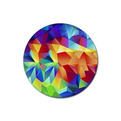 Triangles Space Rainbow Color Rubber Coaster (round)  by Mariart