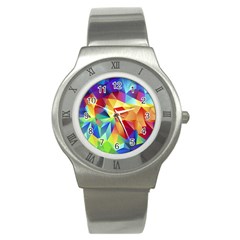 Triangles Space Rainbow Color Stainless Steel Watch by Mariart