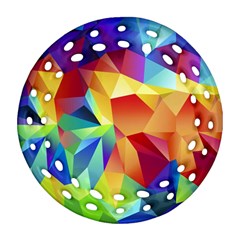 Triangles Space Rainbow Color Ornament (round Filigree) by Mariart