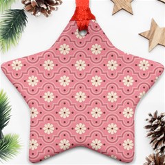 Sunflower Star White Pink Chevron Wave Polka Ornament (star) by Mariart