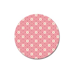 Sunflower Star White Pink Chevron Wave Polka Magnet 3  (round)