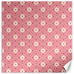 Sunflower Star White Pink Chevron Wave Polka Canvas 16  X 16   by Mariart