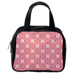 Sunflower Star White Pink Chevron Wave Polka Classic Handbags (One Side) Front