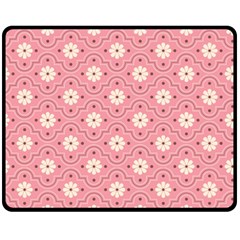 Sunflower Star White Pink Chevron Wave Polka Fleece Blanket (medium)  by Mariart