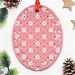 Sunflower Star White Pink Chevron Wave Polka Ornament (Oval Filigree) Front