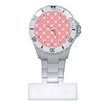 Sunflower Star White Pink Chevron Wave Polka Plastic Nurses Watch Front