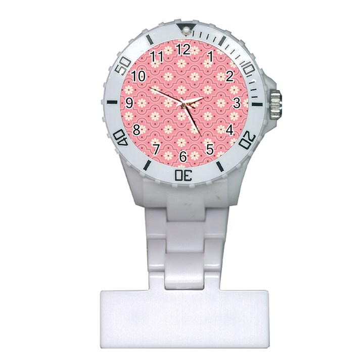 Sunflower Star White Pink Chevron Wave Polka Plastic Nurses Watch