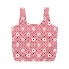 Sunflower Star White Pink Chevron Wave Polka Full Print Recycle Bags (m)  by Mariart