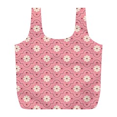 Sunflower Star White Pink Chevron Wave Polka Full Print Recycle Bags (l)  by Mariart