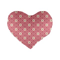 Sunflower Star White Pink Chevron Wave Polka Standard 16  Premium Flano Heart Shape Cushions by Mariart