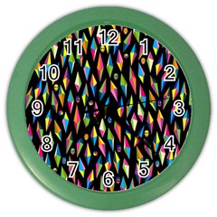 Skulls Bone Face Mask Triangle Rainbow Color Color Wall Clocks by Mariart