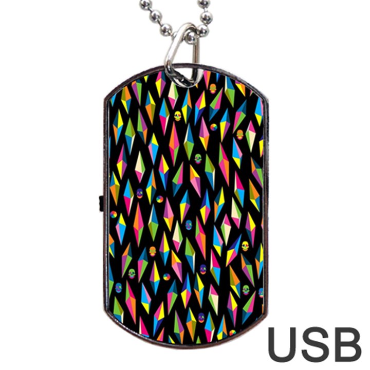 Skulls Bone Face Mask Triangle Rainbow Color Dog Tag USB Flash (Two Sides)