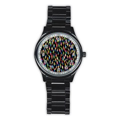 Skulls Bone Face Mask Triangle Rainbow Color Stainless Steel Round Watch by Mariart