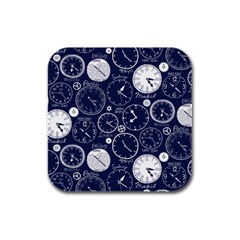 World Clocks Rubber Square Coaster (4 Pack) 