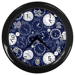 World Clocks Wall Clocks (black) by Mariart