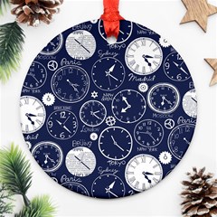 World Clocks Round Ornament (two Sides) by Mariart