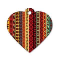 Tribal Grace Colorful Dog Tag Heart (one Side) by Mariart