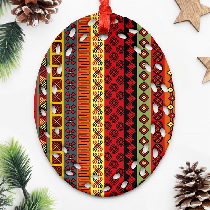 Tribal Grace Colorful Oval Filigree Ornament (Two Sides)