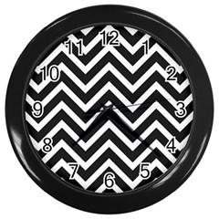 Zigzag pattern Wall Clocks (Black)