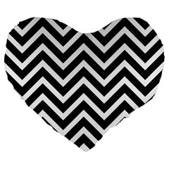 Zigzag pattern Large 19  Premium Heart Shape Cushions