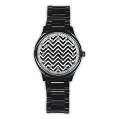 Zigzag pattern Stainless Steel Round Watch