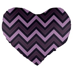 Zigzag Pattern Large 19  Premium Flano Heart Shape Cushions