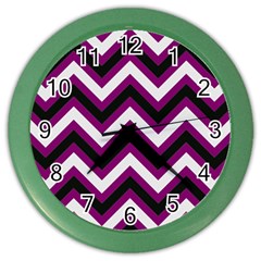 Zigzag Pattern Color Wall Clocks by Valentinaart