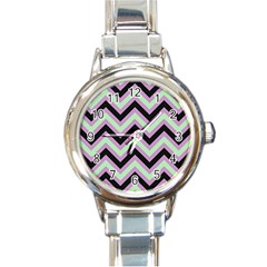 Zigzag Pattern Round Italian Charm Watch by Valentinaart