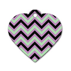 Zigzag Pattern Dog Tag Heart (two Sides) by Valentinaart