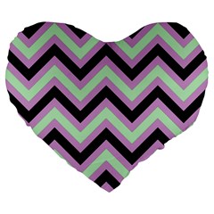 Zigzag Pattern Large 19  Premium Flano Heart Shape Cushions