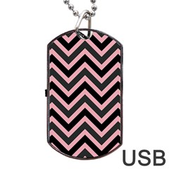 Zigzag Pattern Dog Tag Usb Flash (one Side) by Valentinaart