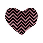 Zigzag pattern Standard 16  Premium Flano Heart Shape Cushions Front