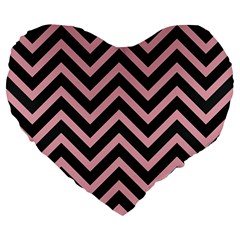 Zigzag Pattern Large 19  Premium Flano Heart Shape Cushions