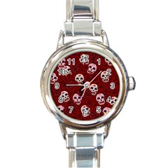 Funny Skull Rosebed Round Italian Charm Watch by designworld65