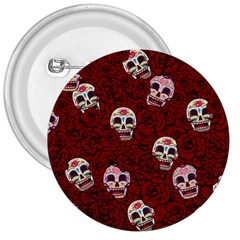 Funny Skull Rosebed 3  Buttons by designworld65