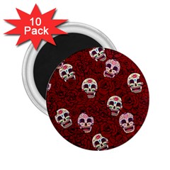 Funny Skull Rosebed 2 25  Magnets (10 Pack)  by designworld65